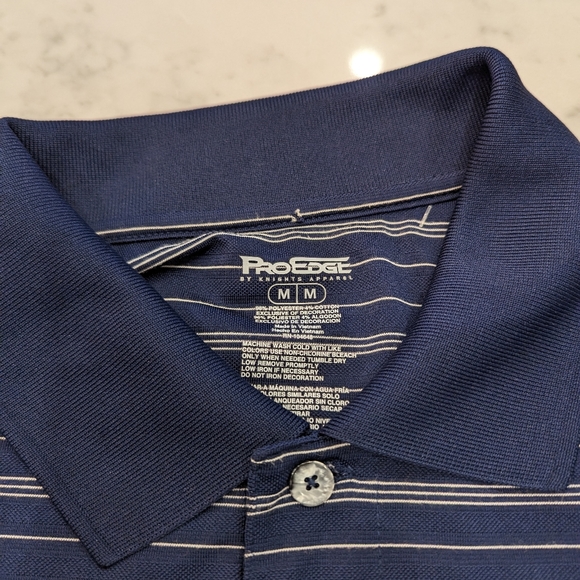 PRO Edge University of Michigan Blue Striped Short Sleeve Golf Polo - Picture 3 of 6